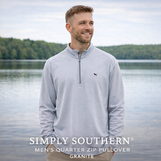 Simply Southern Men's Quarter Zip - Granite
