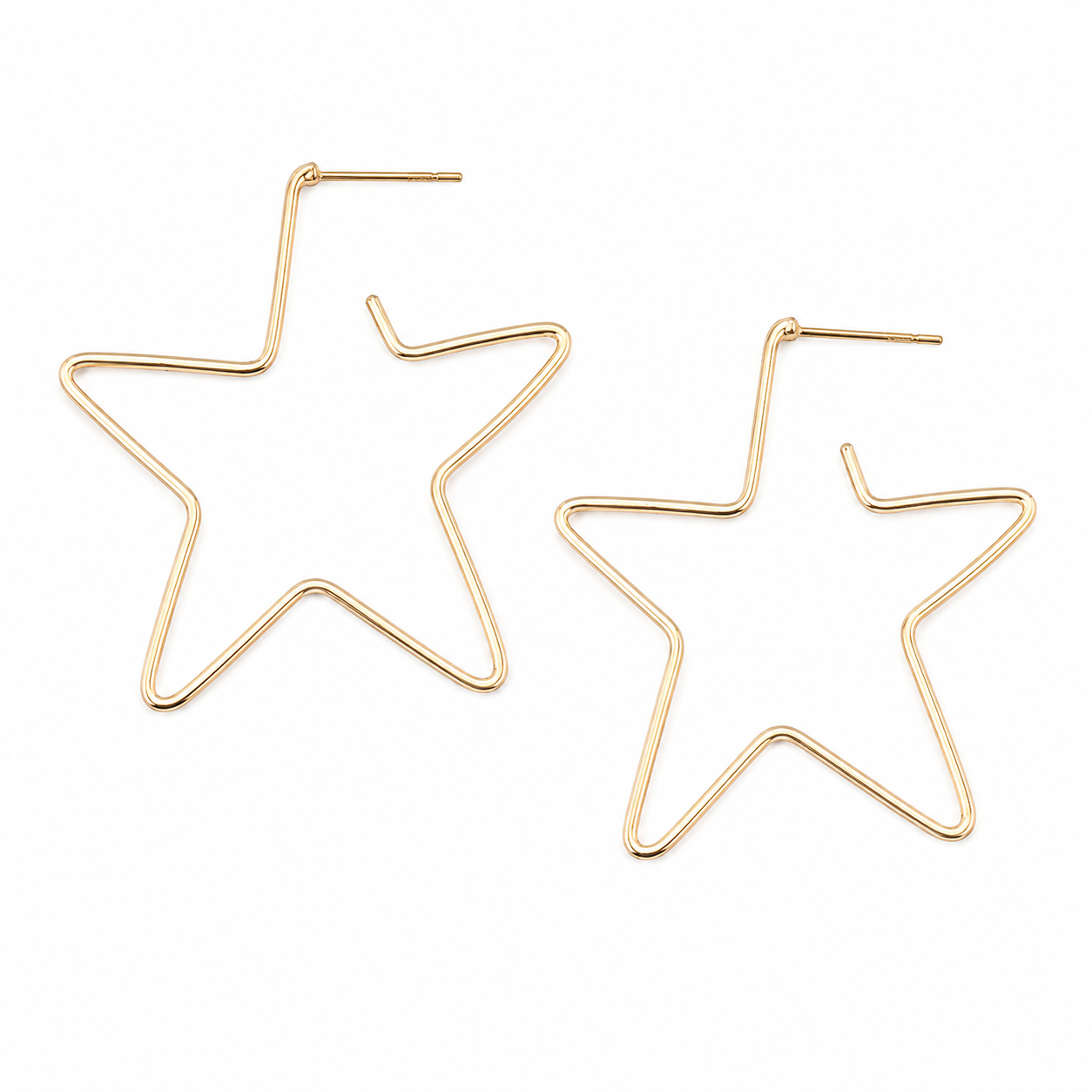 JM Thin Gold Open Star Hoop Earrings