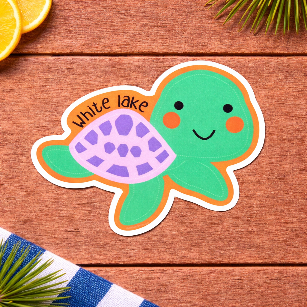White Lake Sticker - Funny One Turtle