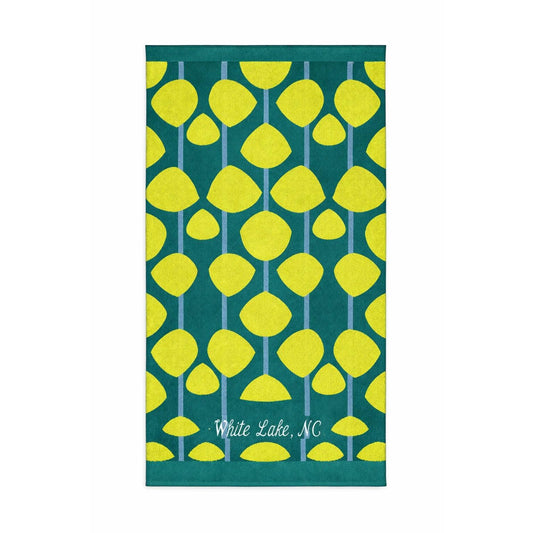 Adult Towel - Lime/Teal Leaf Pattern