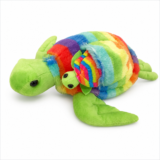 Plush Rainbow Sea Turtle w/baby