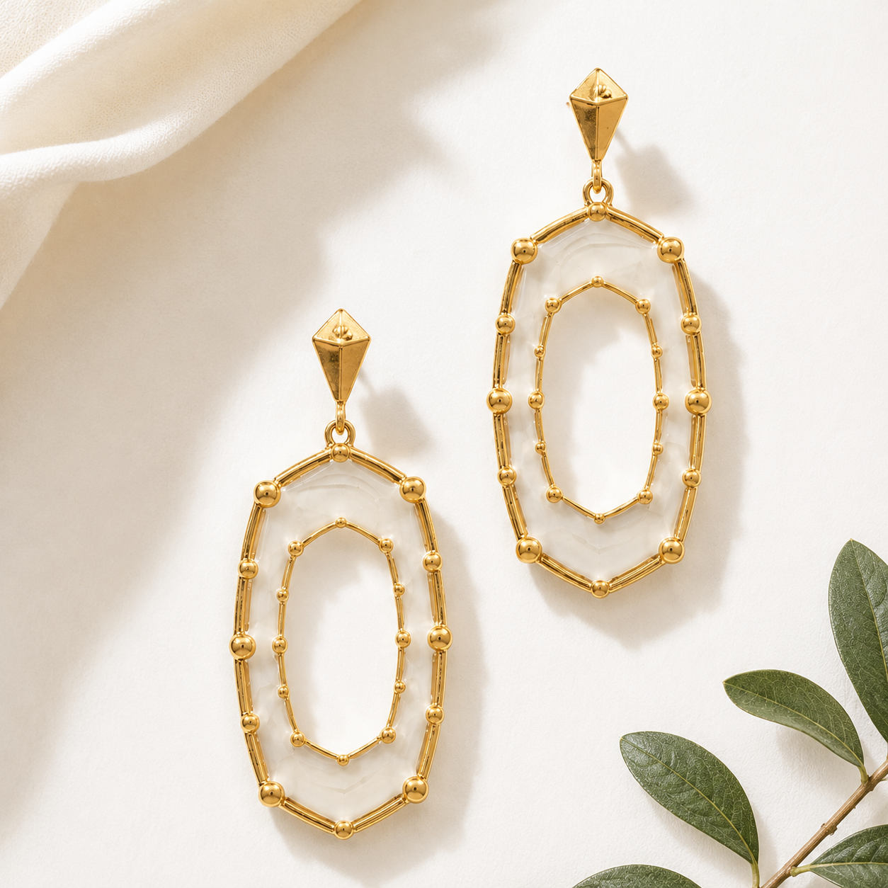 Odin White Earrings