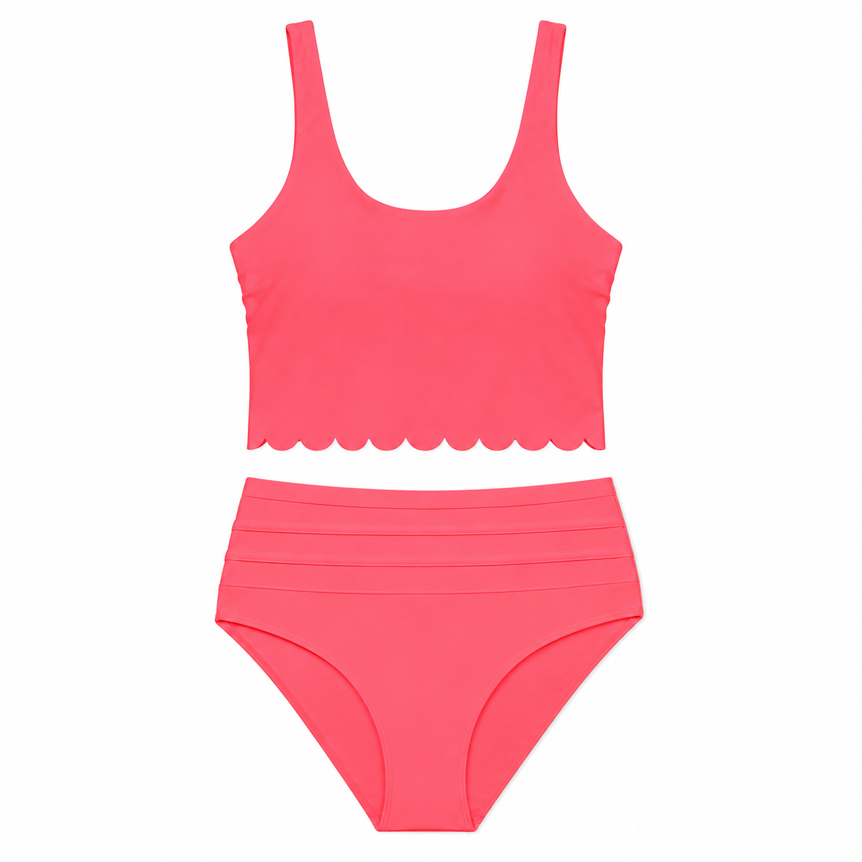 Orange Scalloped Criss Cross Bikini