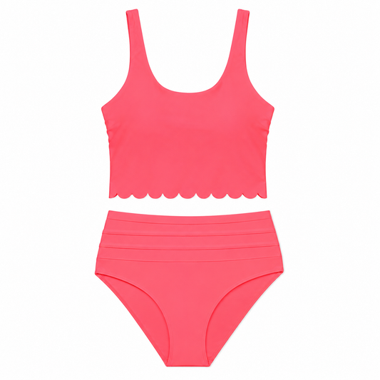 Orange Scalloped Criss Cross Bikini