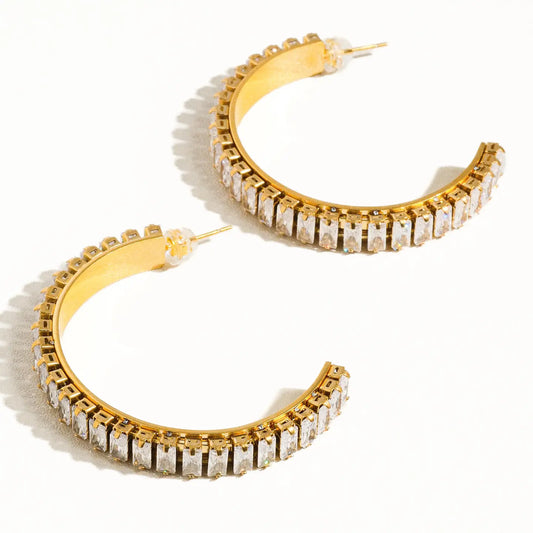 Glamora 18K Gold Rhinestone Hoop