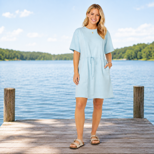 Simply Southern Cinched Dress - Robins Egg