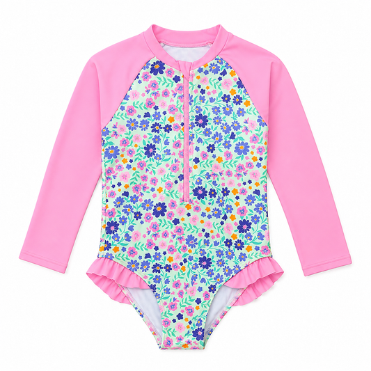 Girls Toddler Swimsuit - Long-sleeve Floral