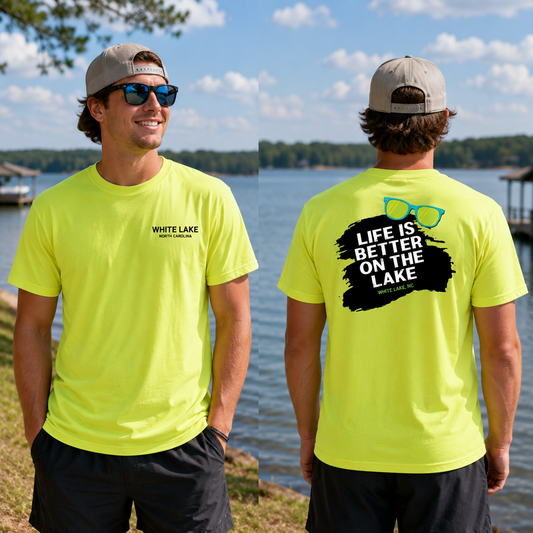 White Lake "Better On The Lake" Tee - Neon Yellow
