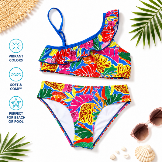 Girls Two-Piece Swimsuit - Tropical Sun