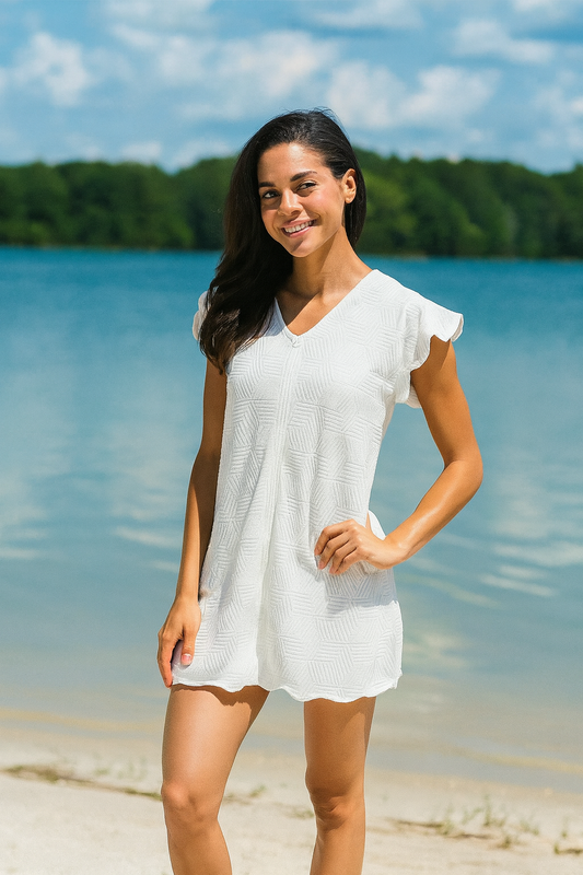 Ivory Front Zip Coverup