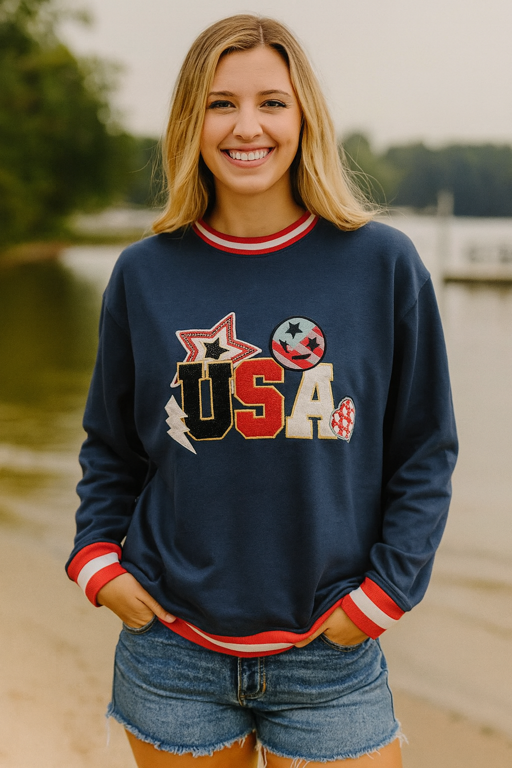 Simply Southern Varsity USA Crewneck Sweatshirt