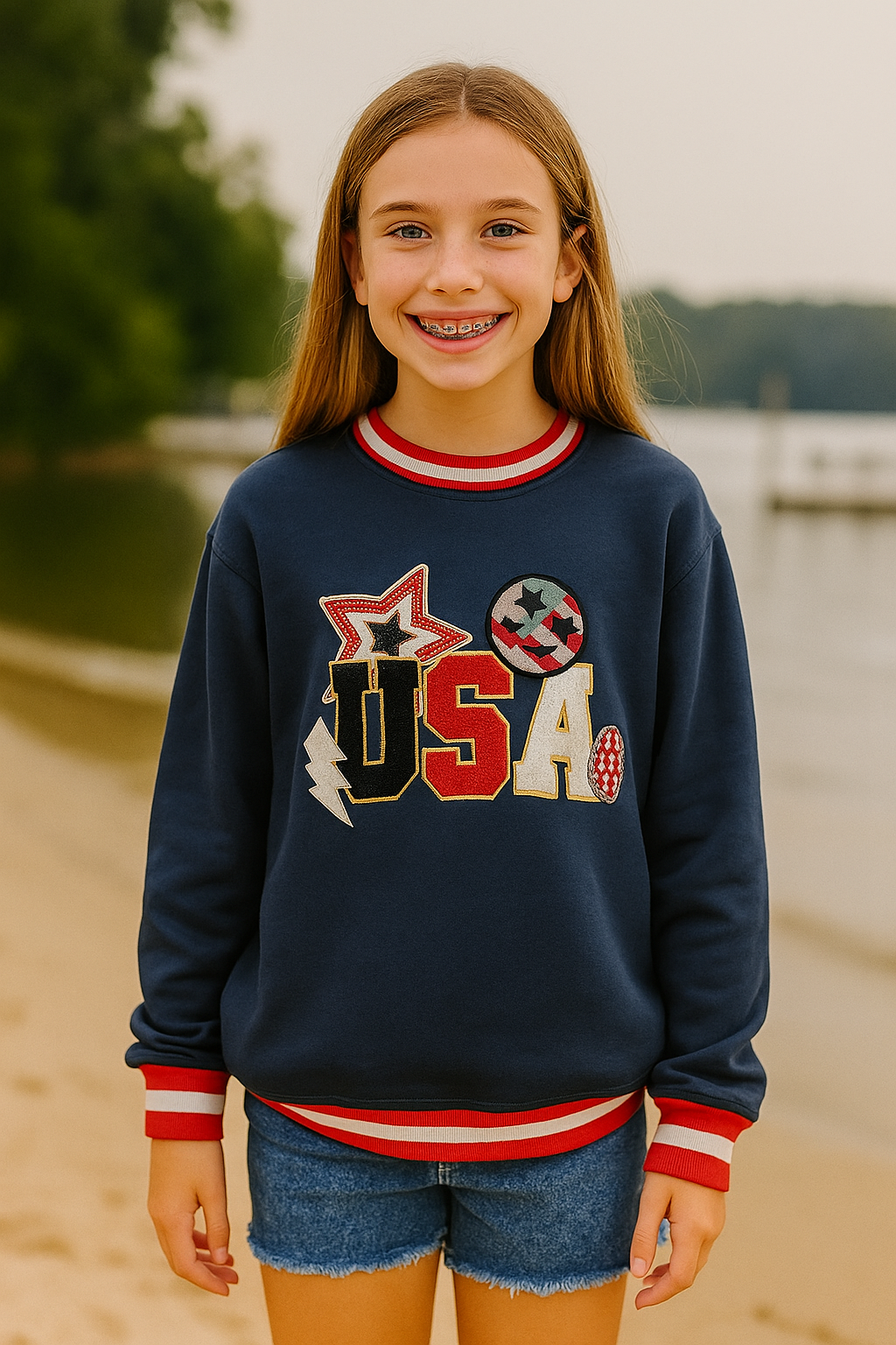 Simply Southern Varsity USA Crewneck Sweatshirt - YOUTH