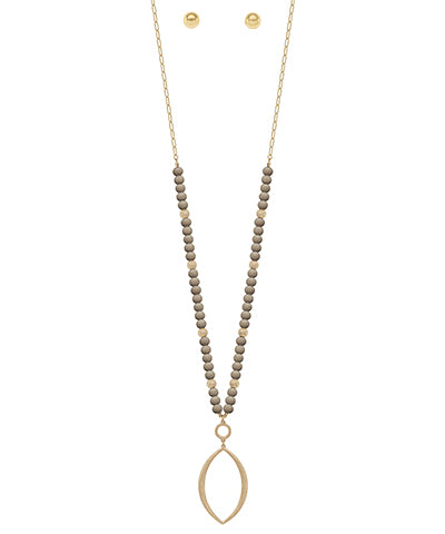 GS Leaf Pendant Wood Chain Necklace