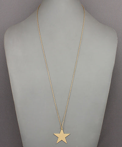 GS Star Pendant Necklace - Worn Gold