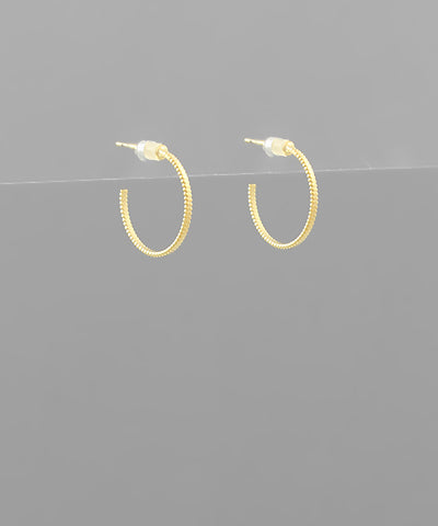 GS 15mm Brass Textured Earrings