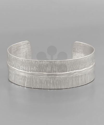 GS Textured Cuff Worn Silver