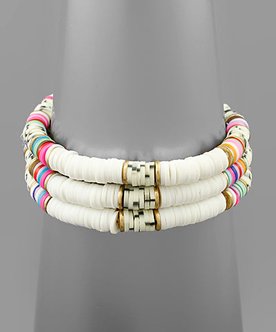 GS White Rubber Bead Bracelet