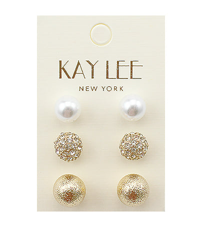 GS Pearl & Pave Studs Set