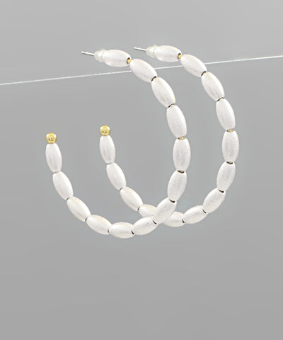 GS C Shape Rice Bead Hoop Earrings