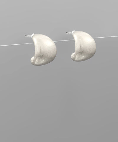 GS Worn Silver Metal Round Hoop Earrings