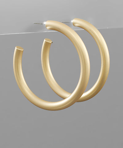 GS 2” Open Hoop Earrings Matte Gold
