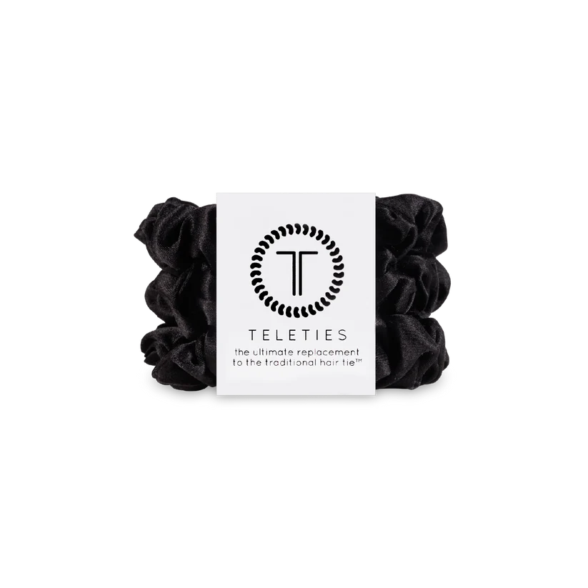 Teleties Small Silk Scrunchies - Jet Black