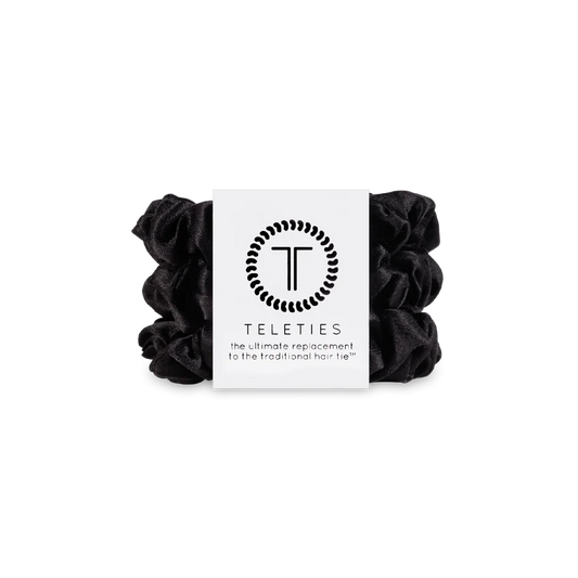Teleties Small Silk Scrunchies - Jet Black