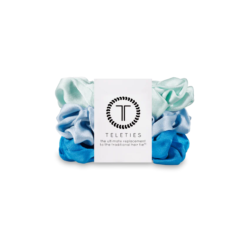 Teleties Small Silk Scrunchies - Blue My Mind