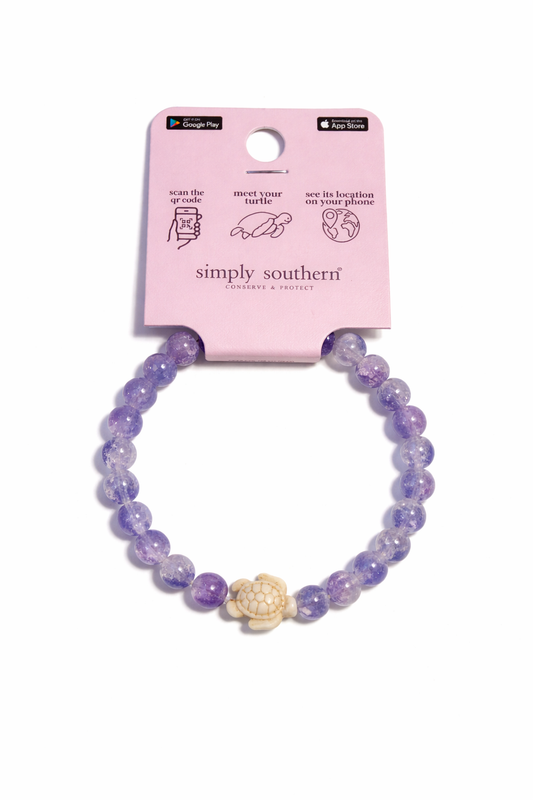 Simply Southern Turtle Tracker Bracelet- Lavender Crackle