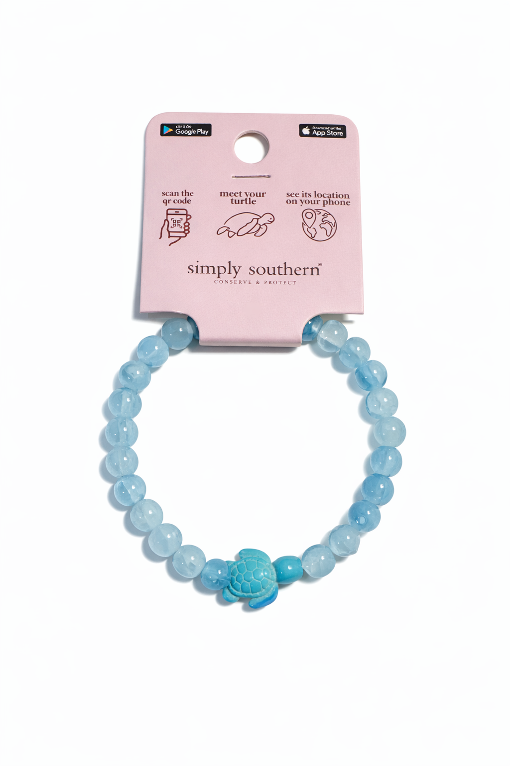 Simply Southern Turtle Tracker Bracelet- Light Blue & Aqua