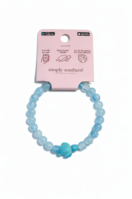 Simply Southern Turtle Tracker Bracelet- Light Blue & Aqua