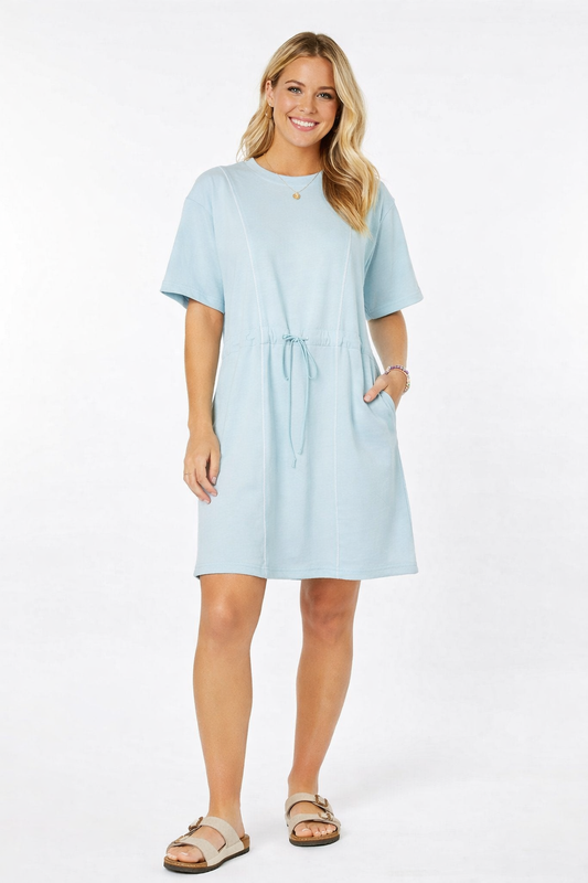 Simply Southern Cinched Dress - Robins Egg