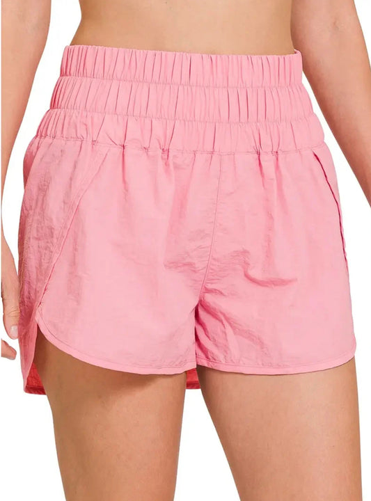 Windbreaker Smocked Waist Shorts