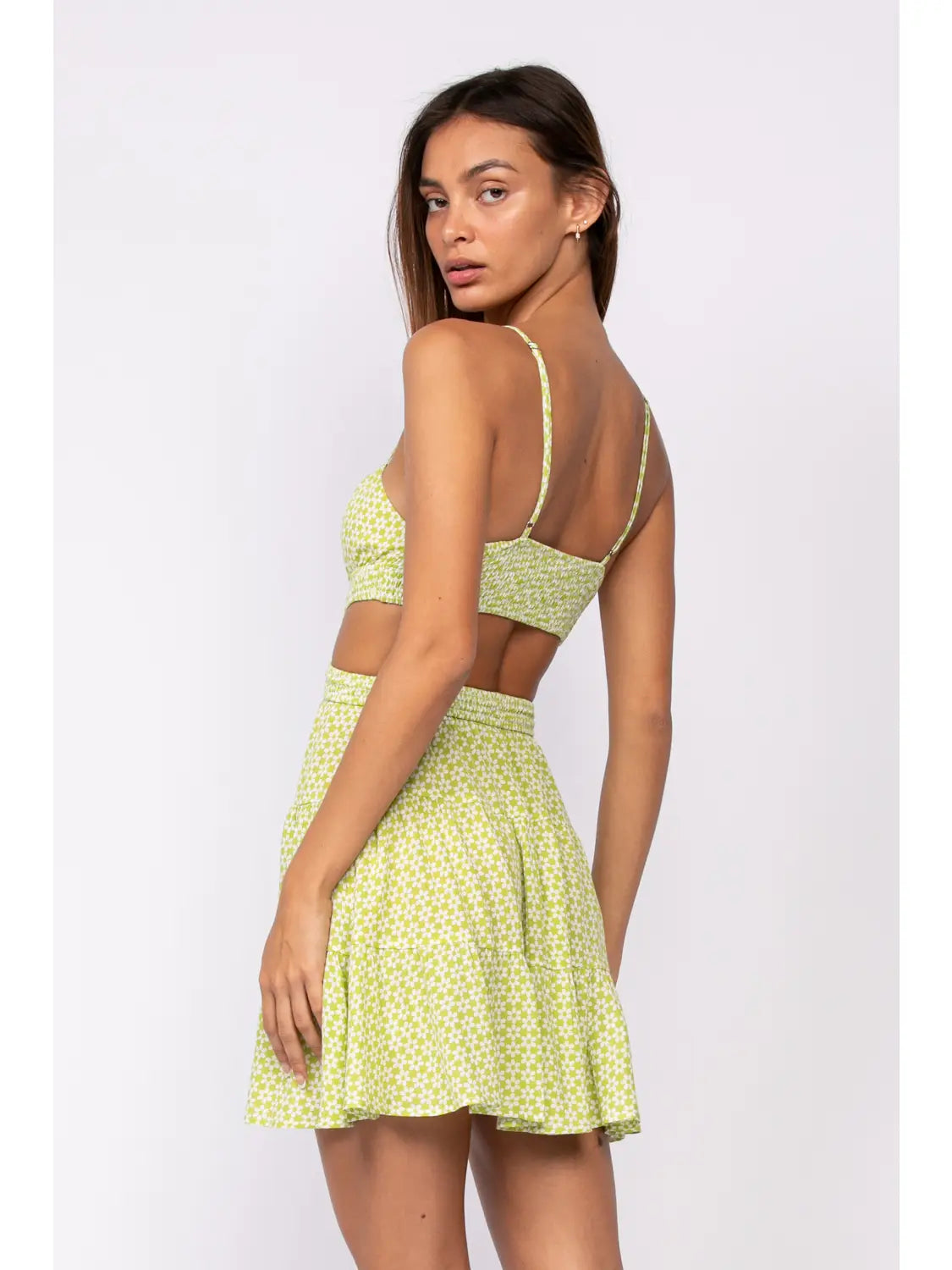 Floral Twisted Smocked Mini Dress