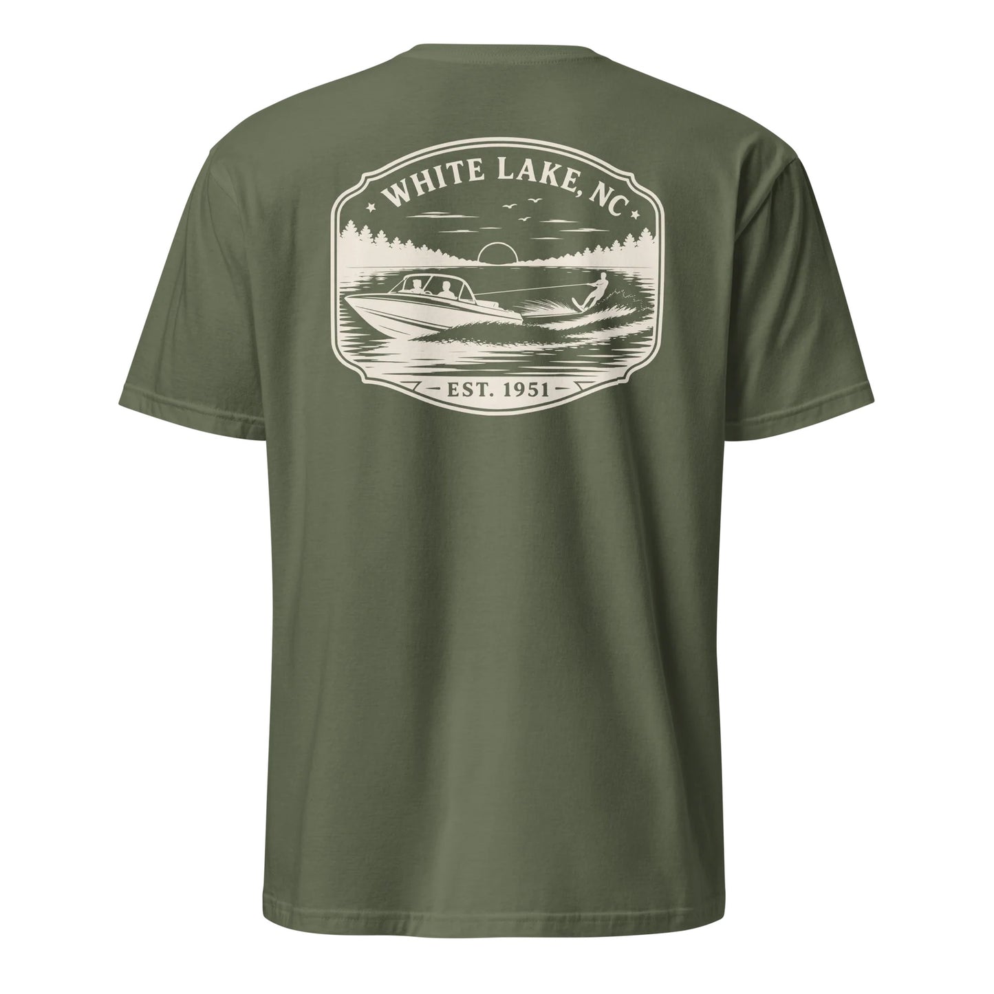 White Lake Tee - HOMEPLACE Boat Fun Military Green