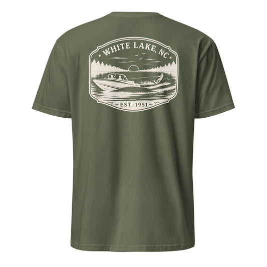 White Lake Tee - HOMEPLACE Boat Fun Military Green