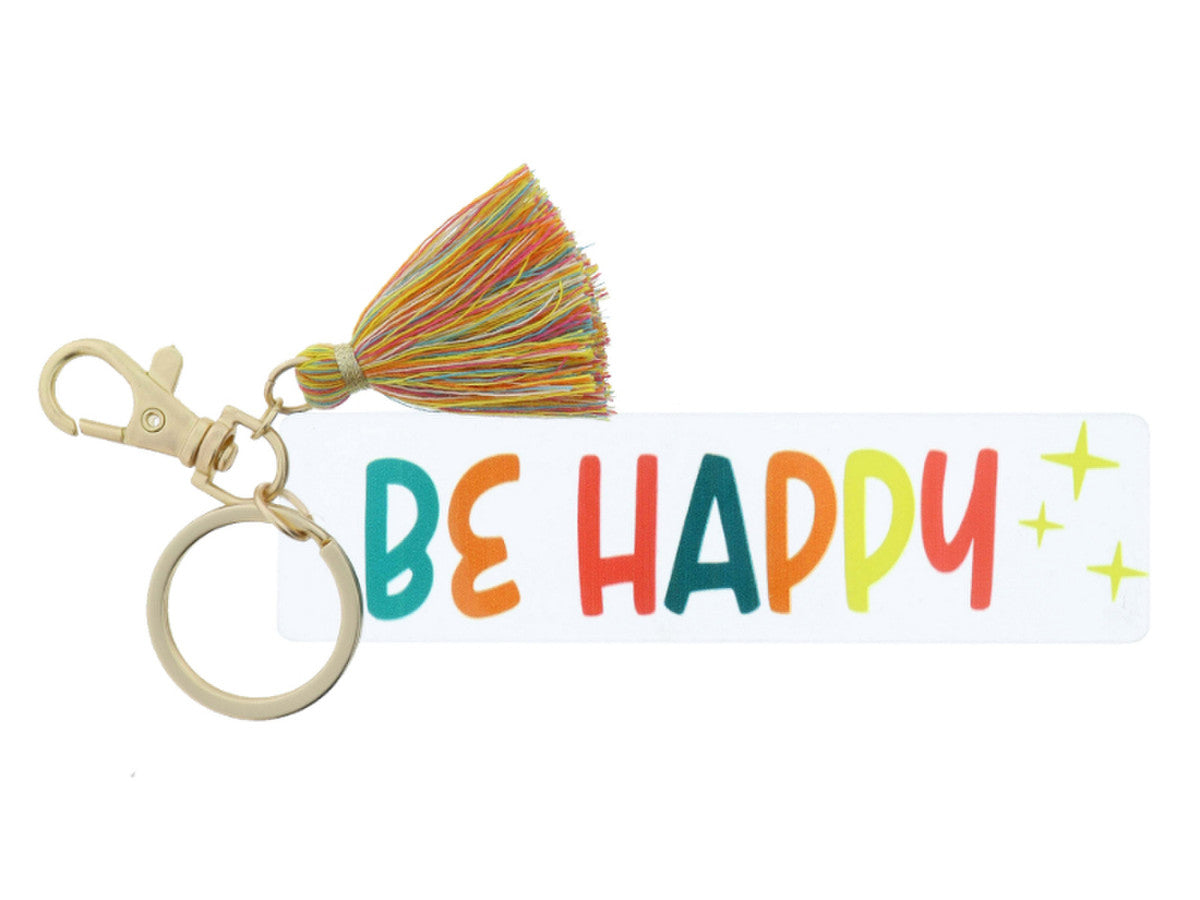 JM Clear Acrylic Keychain - Be Happy