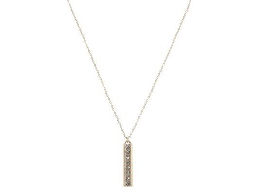 JM Gold Bar with Center Crystal Inlay Necklace