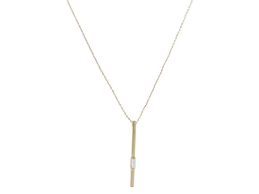 JM Long Gold Bar with Baguette Crystal Necklace