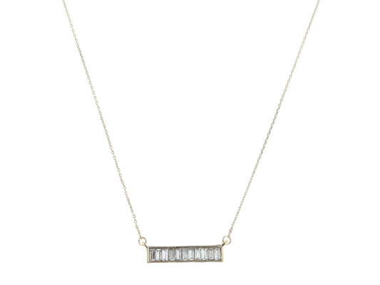 JM Baguette Crystals Bar Necklace