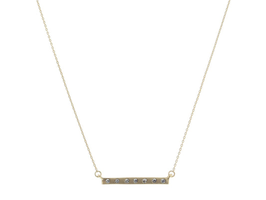 JM Gold Bar with Spaced Crystals Necklace