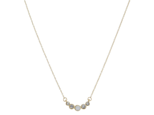 JM Moonstone Center with Clear Crystals Curve Necklace