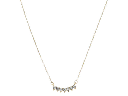 JM Gold Spiked Crystals Curve Necklace