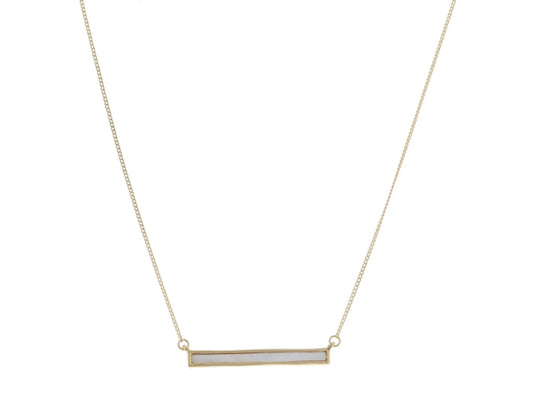 JM Long Shell Inlay Bar Necklace