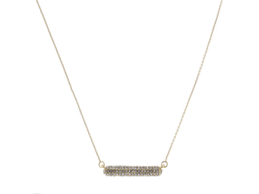 JM Rounded Mini Crystal Pave Bar Necklace