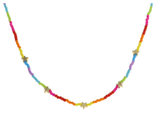 JM Kids Multi Colorblock Beaded with Gold Star Necklace