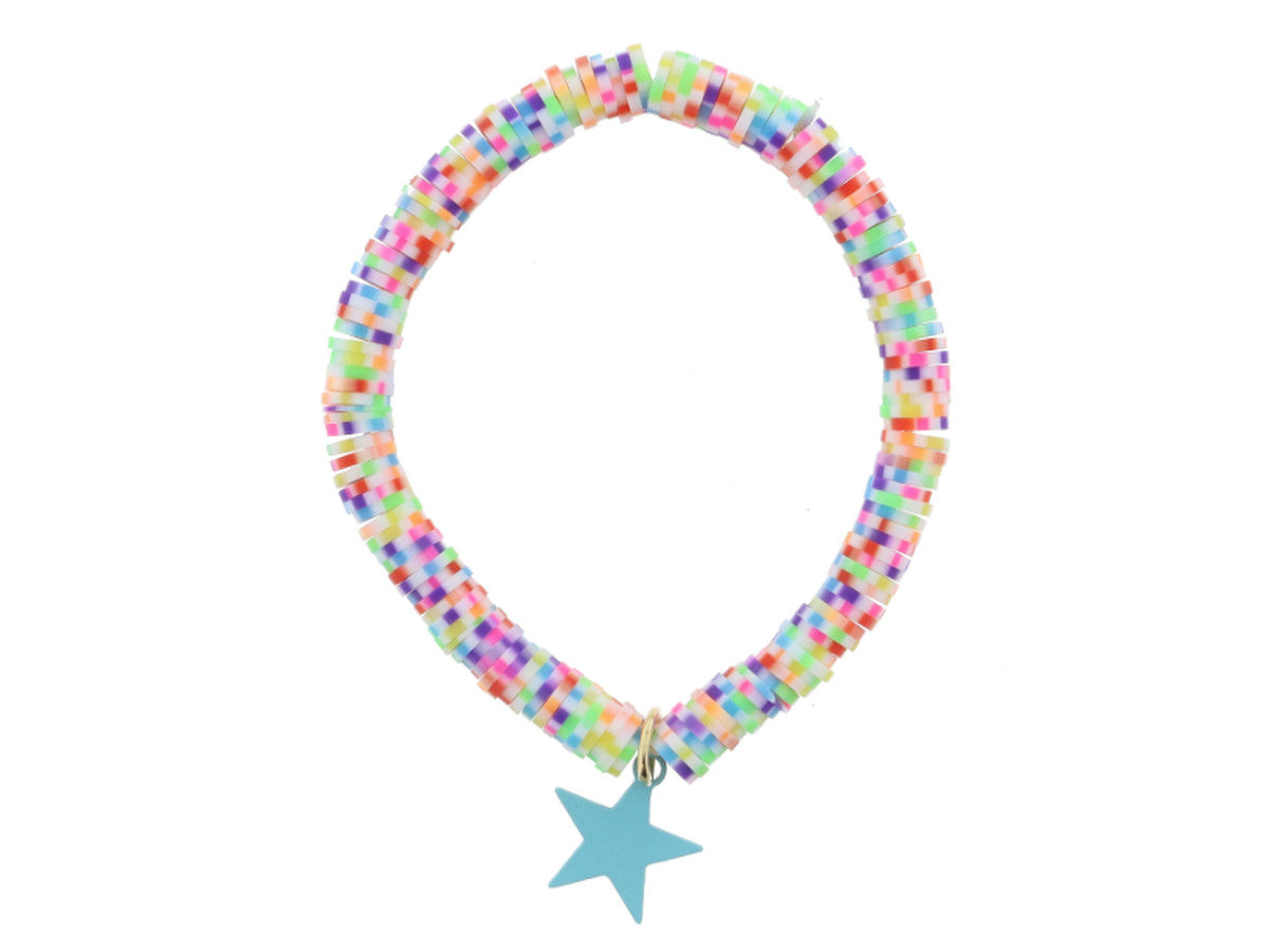 Kids Multi Speckled Rubber Beaded Bracelet - Mint Star