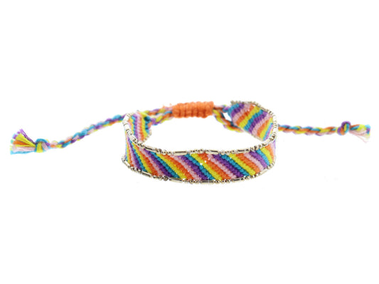 JM Kids Multi Rainbow Striped Woven Bracelet