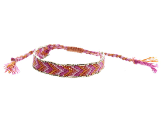 JM Kids Magenta Orange Coral Pink Woven Bracelet