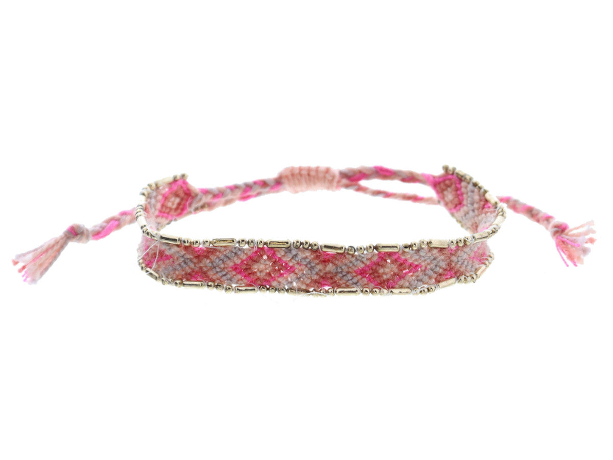 JM Kids Hot Pink, Coral, Peach, Dusty Lavender Woven Bracelet